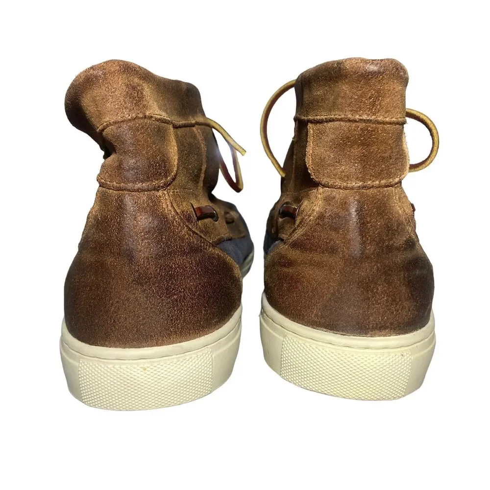 Dcaged High Top Lace Up Chukka Sneakers Men Shoes Sz 10 Blue Brown Canvas Suede